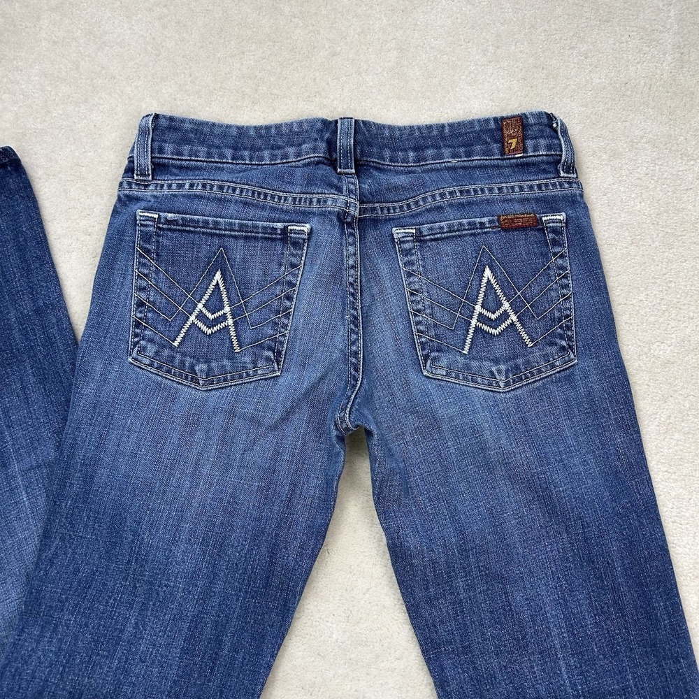7 For All Mankind A Pocket Flare Jeans 27 Low Rise Blue Denim Y2K USA Stretch